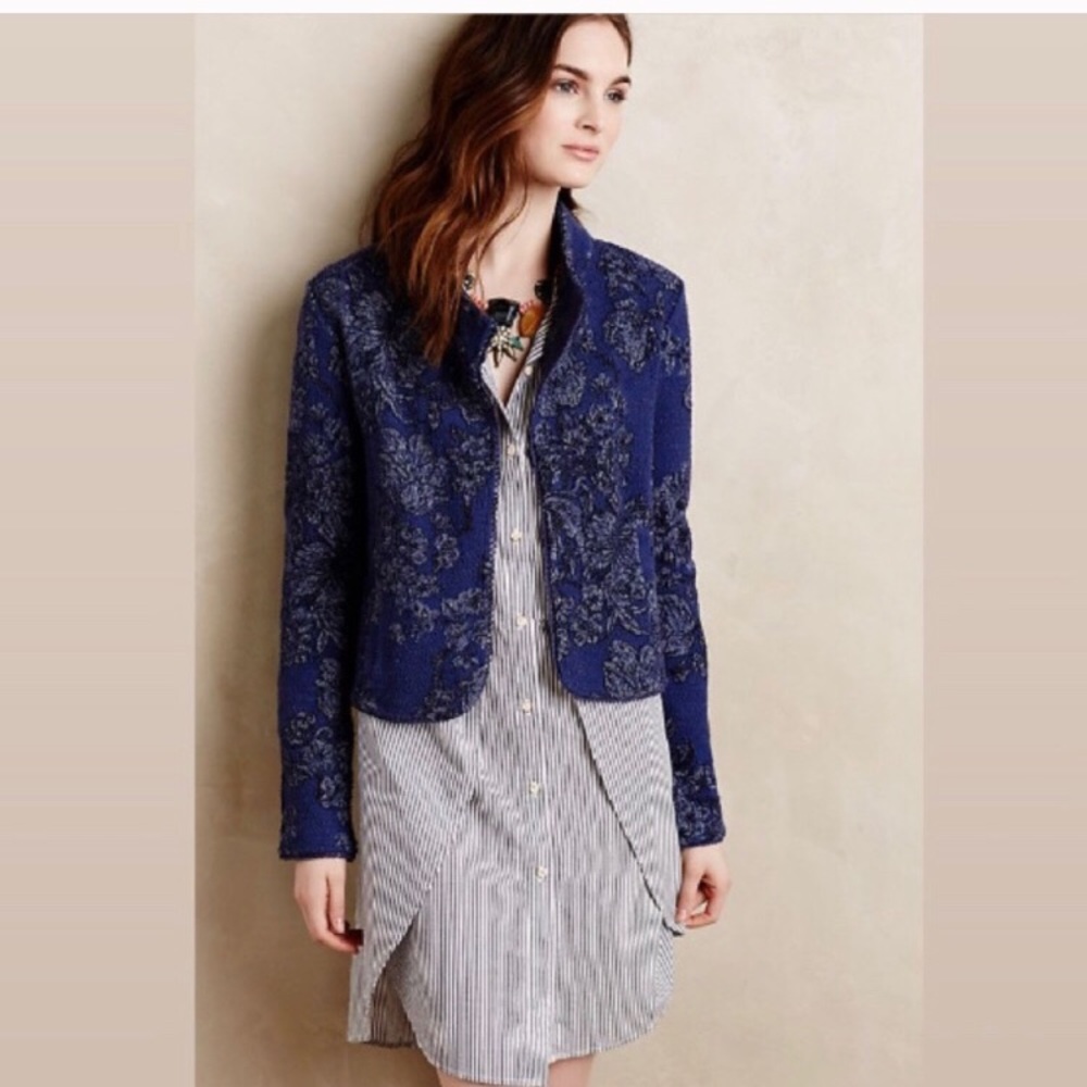 Anthropologie knitted and knotted floral cardigan